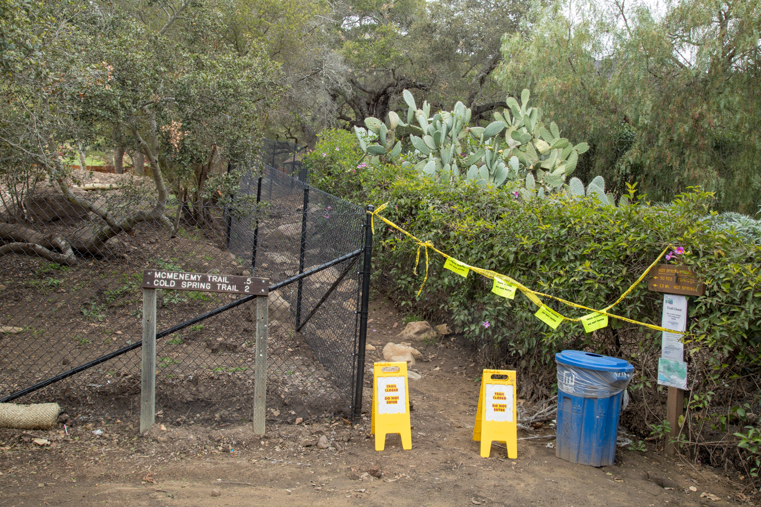 trail closure signs in Montecito